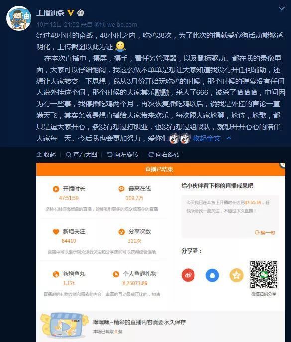 绝地求生主播直播48小时“吃鸡”38次被质疑开挂